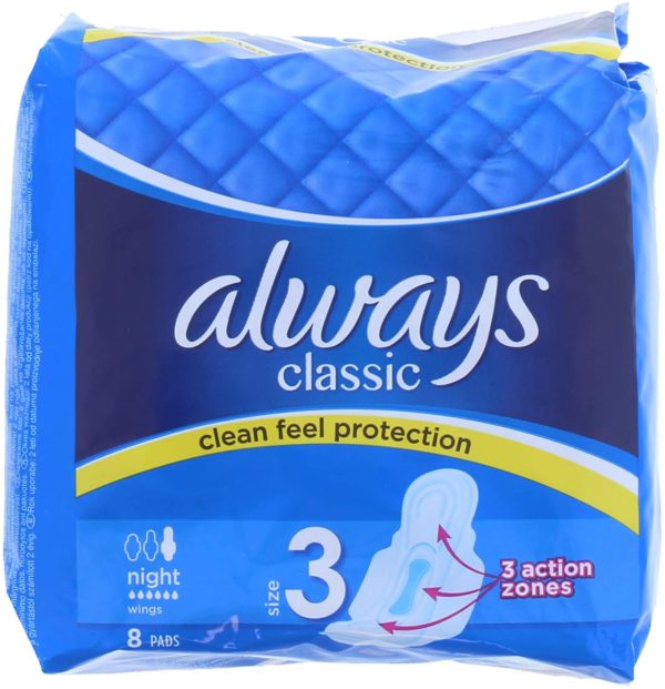 Always Classic Night Size 3 8 Pads