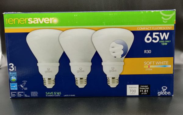 Globe Enersave Compact Fluroscent 65W 15W Usage Soft White CFL Bulbs - 3 Pack