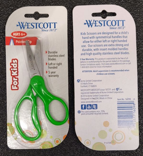 WESTCOTT KIDS SCISSOR-POINTD/GREEN