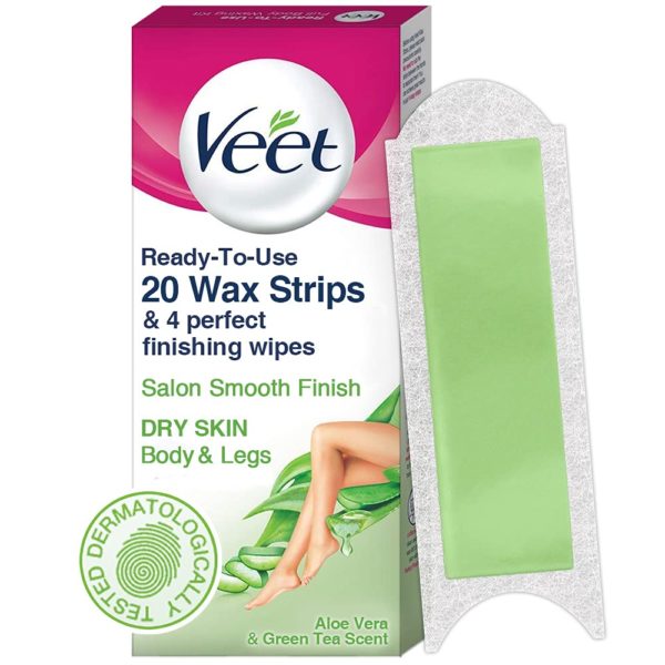 Veet Ready to use Half Body Wax Strips Aloe vera and Green Tea Scent - 20 Strips