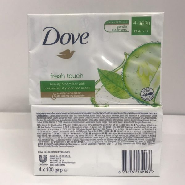 Dove Bar Soap Pack of 4 100 gm Each Fresh Touch