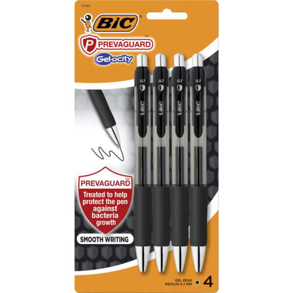 Bic Prevaguard Gelocity Black Pens - 4 Count - 0.7mm